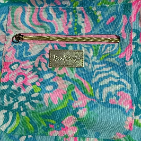 Lily Pulitzer Floral Drawstring Bag in Blue, Green and Pink - Picture 2 of 3
